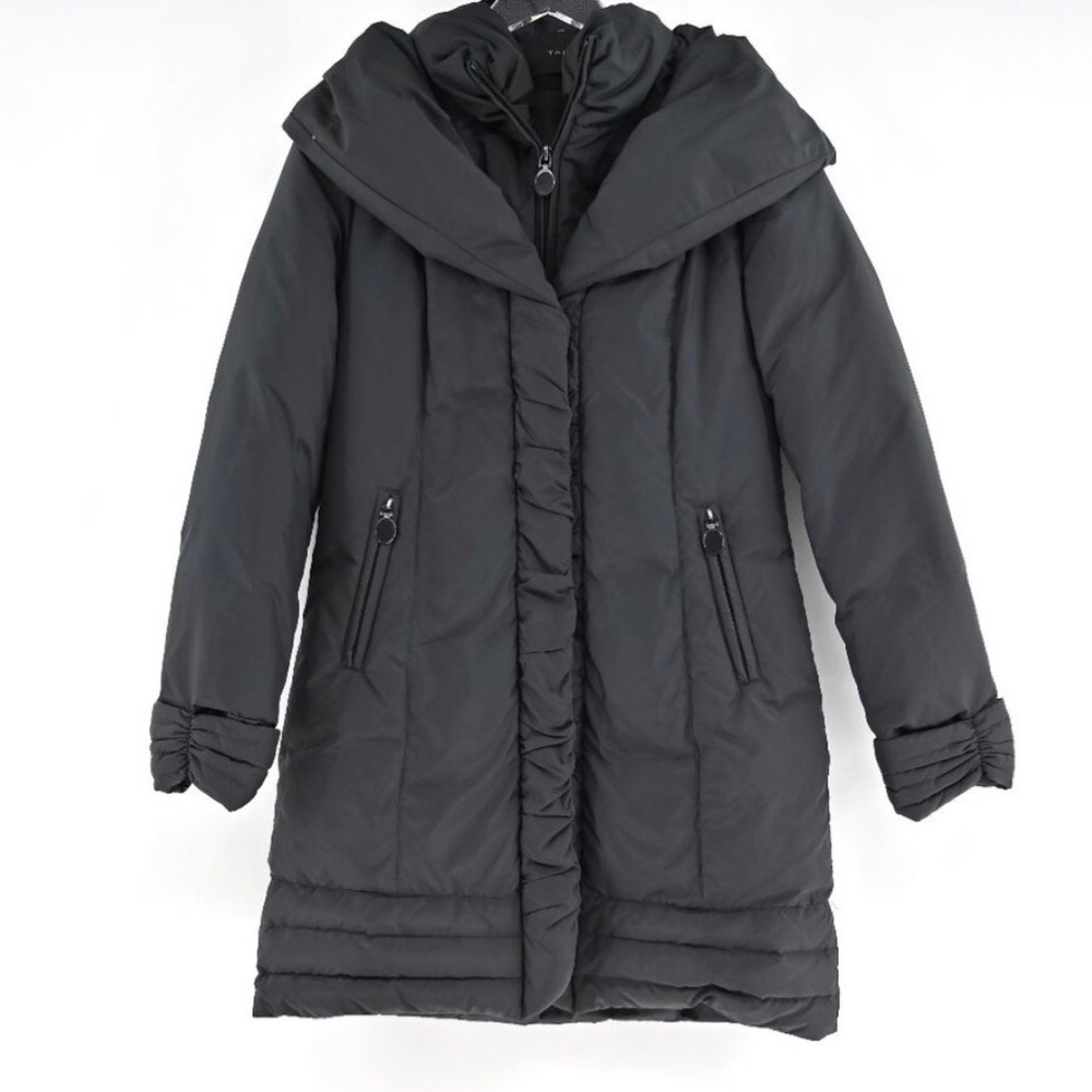 Tahari Puffer Down Jacket XS Gray quilted coat win